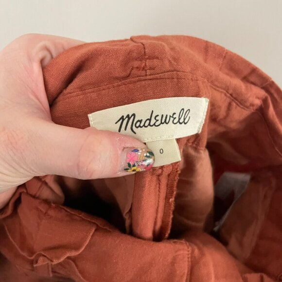 Madewell Linen Blend High Rise Paperbag Pants in Afterglow Red Size 0 - Picture 3 of 7